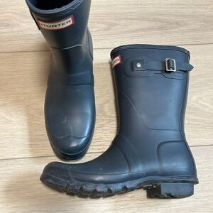 Hunter Women's Short Charcoal Gray Rain Boots Size 8 1/2